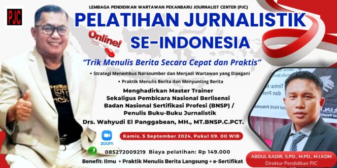 
 PELATIHAN JURNALISTIK ONLINE SE-INDONESIA