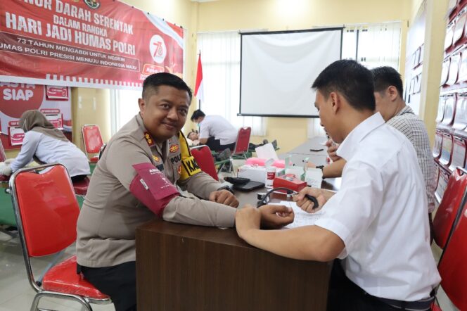 
 HUT Humas Polri ke-73, Polres Kubu Raya Gelar Donor Darah